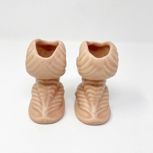 VTG Pair Of Haeger USA 4” Mini Ceramic Seashell Vases Mid-Century Modern Pottery - Picture 3 of 10